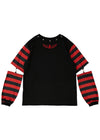 Bunny Dolls Punky Bunny Black Red Long Sleeves Oversized Tee