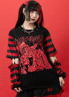Bunny Dolls Punky Bunny Black Red Long Sleeves Oversized Tee