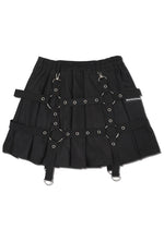 Drip Heart Harness Black Pleated Skirt