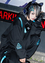 Uzurai Cyberpunk Tech Oversized Black Blue Jacket