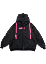 Uzurai Cyberpunk Tech Oversized Black Pink Jacket