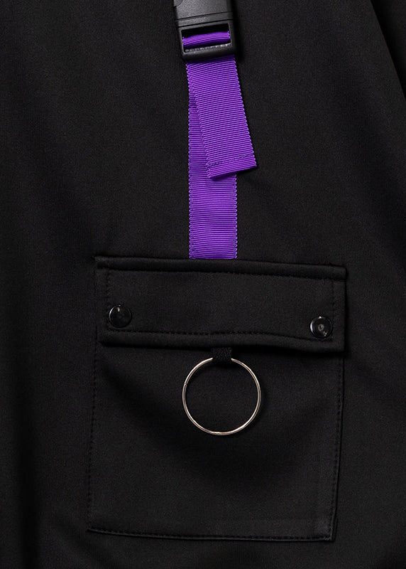 Uzurai Cyberpunk Tech Oversized Black Purple Jacket
