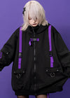 Uzurai Cyberpunk Tech Oversized Black Purple Jacket