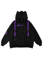 Uzurai Cyberpunk Tech Oversized Black Purple Jacket