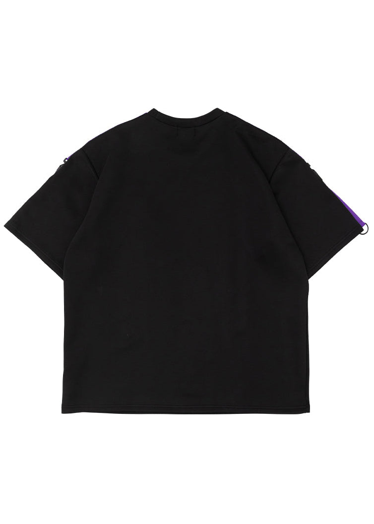 Uzurai Cyberpunk Tech Oversized Black Purple Tee
