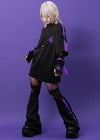 Uzurai Cyberpunk Tech Oversized Black Purple Tee