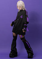 Uzurai Cyberpunk Tech Oversized Black Purple Tee