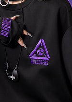 Uzurai Cyberpunk Tech Oversized Black Purple Tee