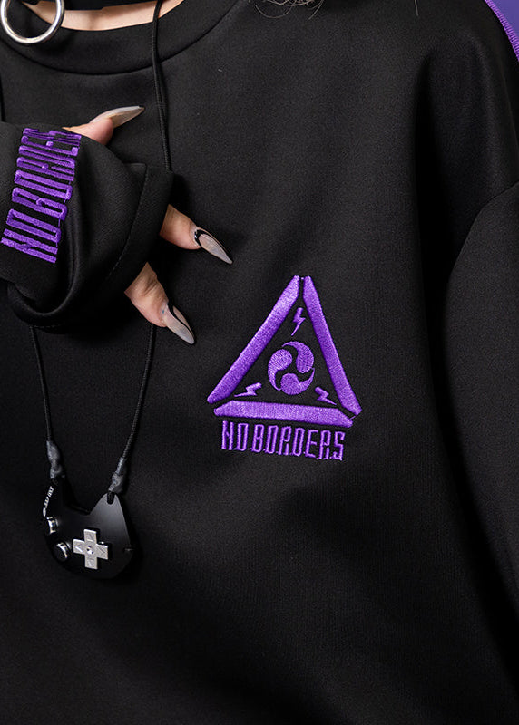 Uzurai Cyberpunk Tech Oversized Black Purple Tee
