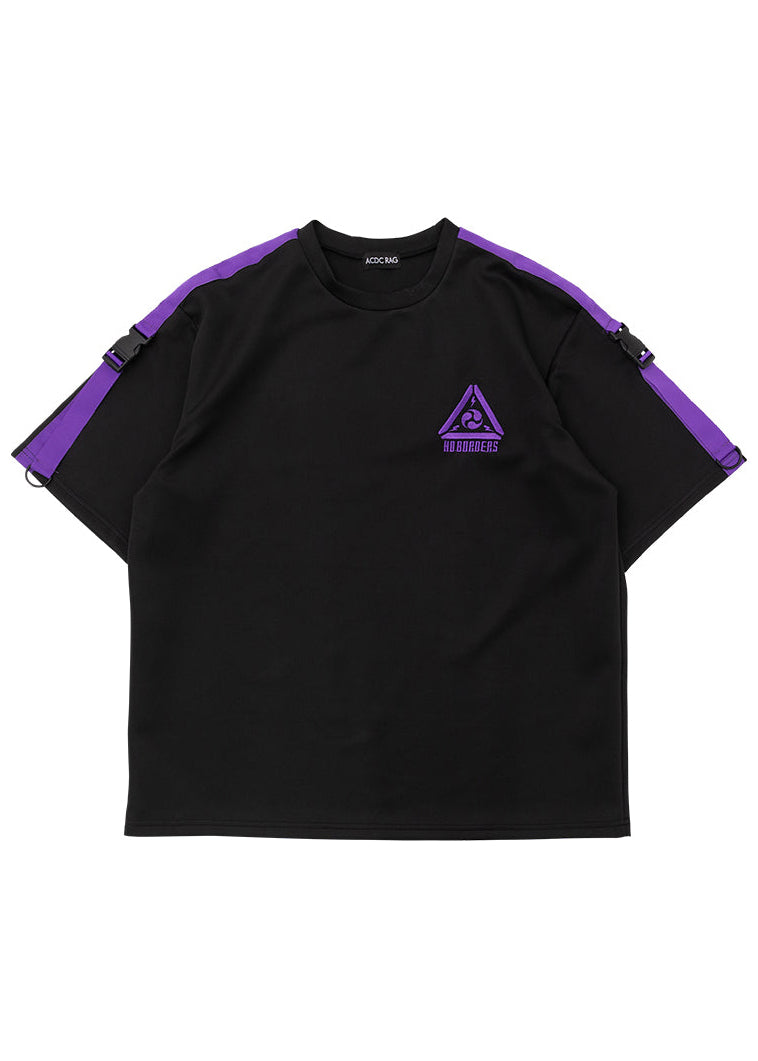 Uzurai Cyberpunk Tech Oversized Black Purple Tee