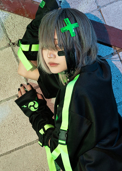 Uzurai Cyberpunk Tech Black Green Arm Warmer