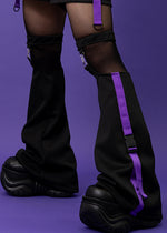 Uzurai Cyberpunk Tech Black Purple Leg Warmer