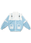 Game Over Frill Pastel Blue Jersey Oversized Jacket
