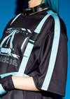 Error Code Cyberpunk Tech Oversized Black Blue Tee