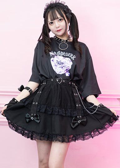 Love Punk Black Lolita Mini Skirt