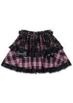 Love Punk Pink Plaid Lolita Mini Skirt