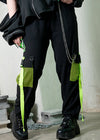 Uzurai Cyberpunk Tech Black Green Cargo Pants