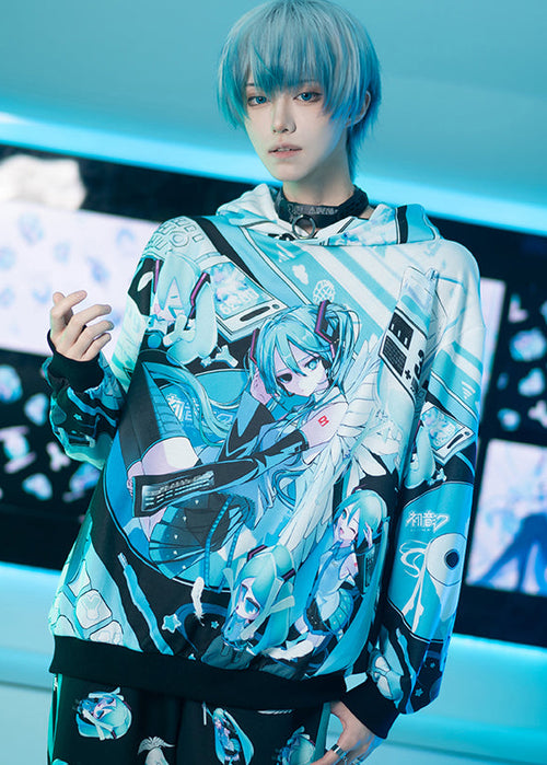 Hatsune Miku Forever Black Mint Oversized Hoodie