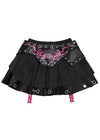 Nightmare Black Leather Pleated Skirt