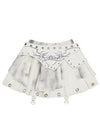 Nightmare White Leather Pleated Skirt