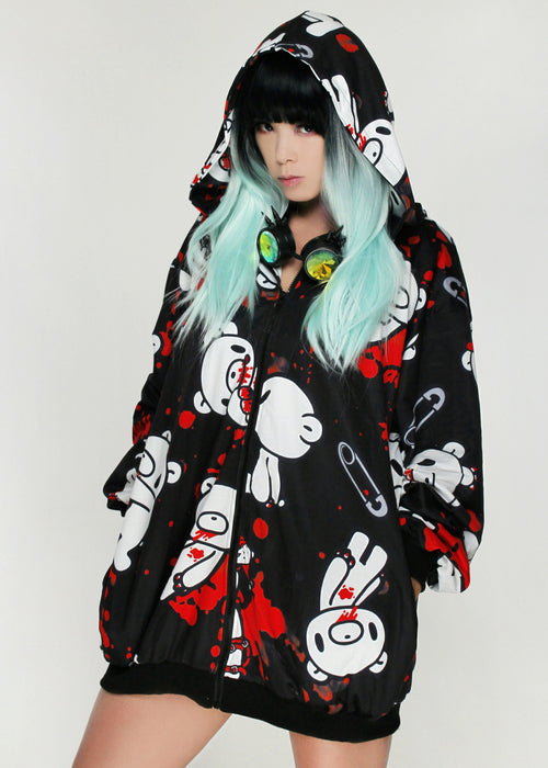 Gloomy Bear Dark Gloomy Oversized Zip Up Hoodie