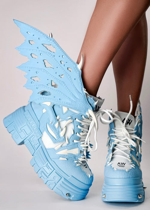 BLUE APPLE Dragon Wing Blue Platform Sneakers