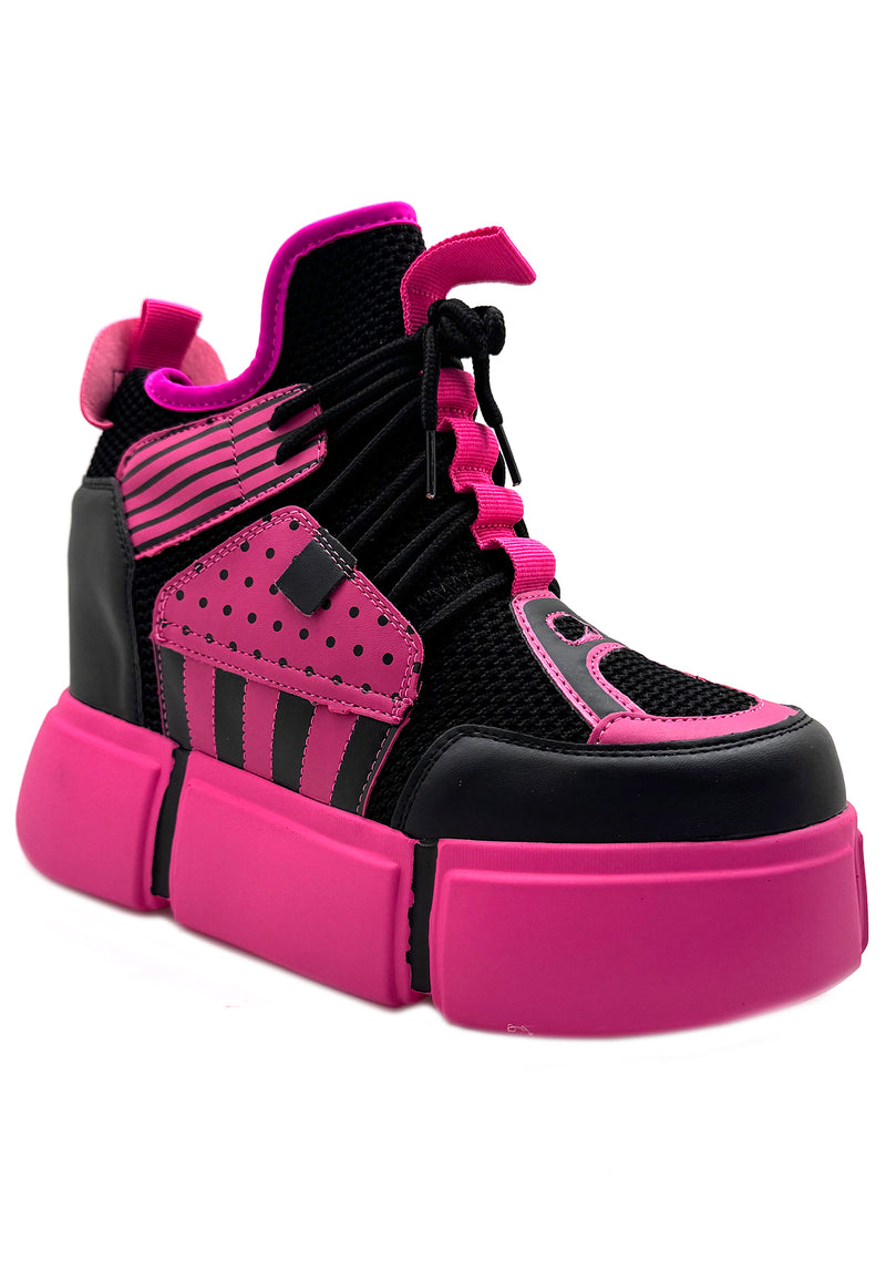 CRANBERRY 08 Pink Circuit Pink Platform Sneakers