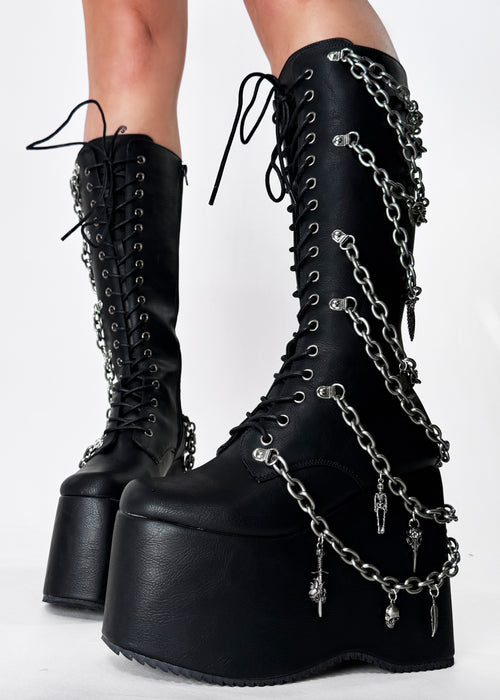 CAMP MIRACLE Goth Black Platform Boots