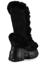 HYBRID GELATO Faux Fur Black Platform Boots