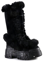 HYBRID GELATO Faux Fur Black Platform Boots