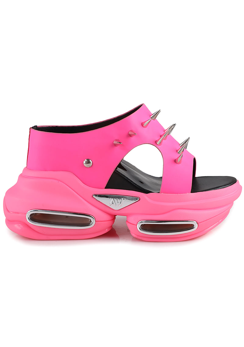 NINJA FRUIT 01 Rebel Riot Spike Pink Platform Sandals