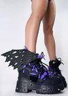 PURPLE LEMON Dragon Wing Black Platform Sneakers