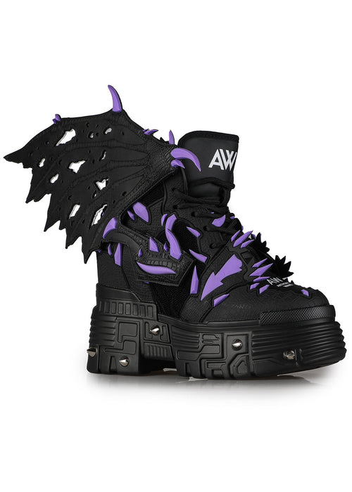 PURPLE LEMON Dragon Wing Black Platform Sneakers