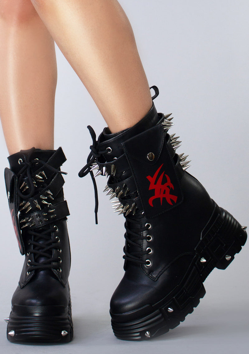 X WTF CV Chem Vandalism Black Platform Boots