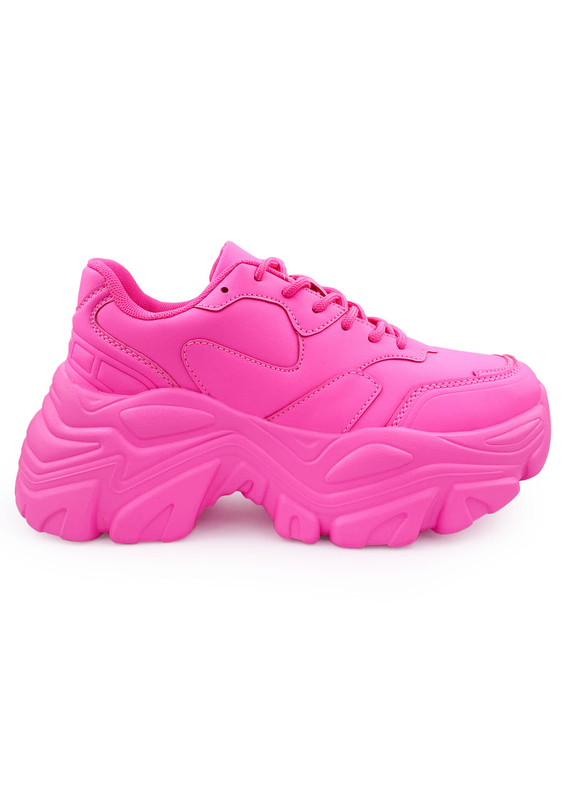 BLAIR Electric Crush Neon Pink Platform Sneakers