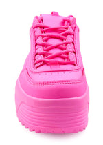 LILY 5005 Neon Riot Hot Pink Platform Sneakers