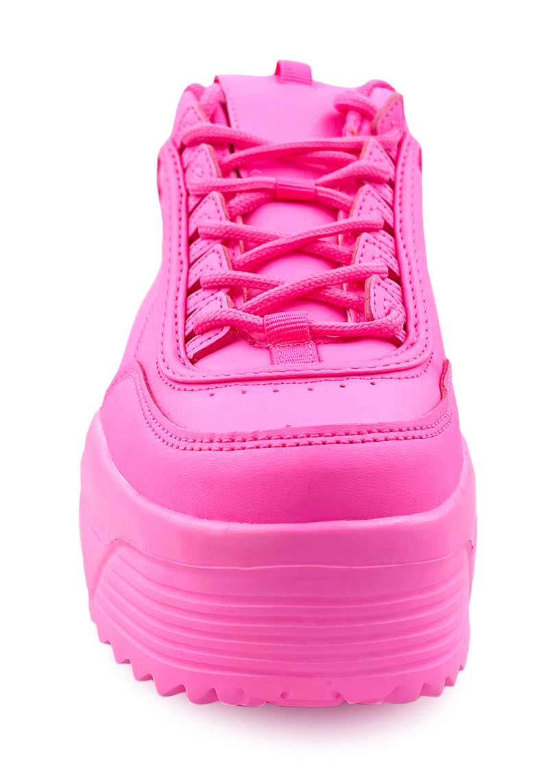 LILY 5005 Neon Riot Hot Pink Platform Sneakers