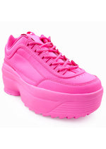 LILY 5005 Neon Riot Hot Pink Platform Sneakers