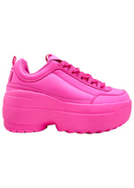 LILY 5005 Neon Riot Hot Pink Platform Sneakers