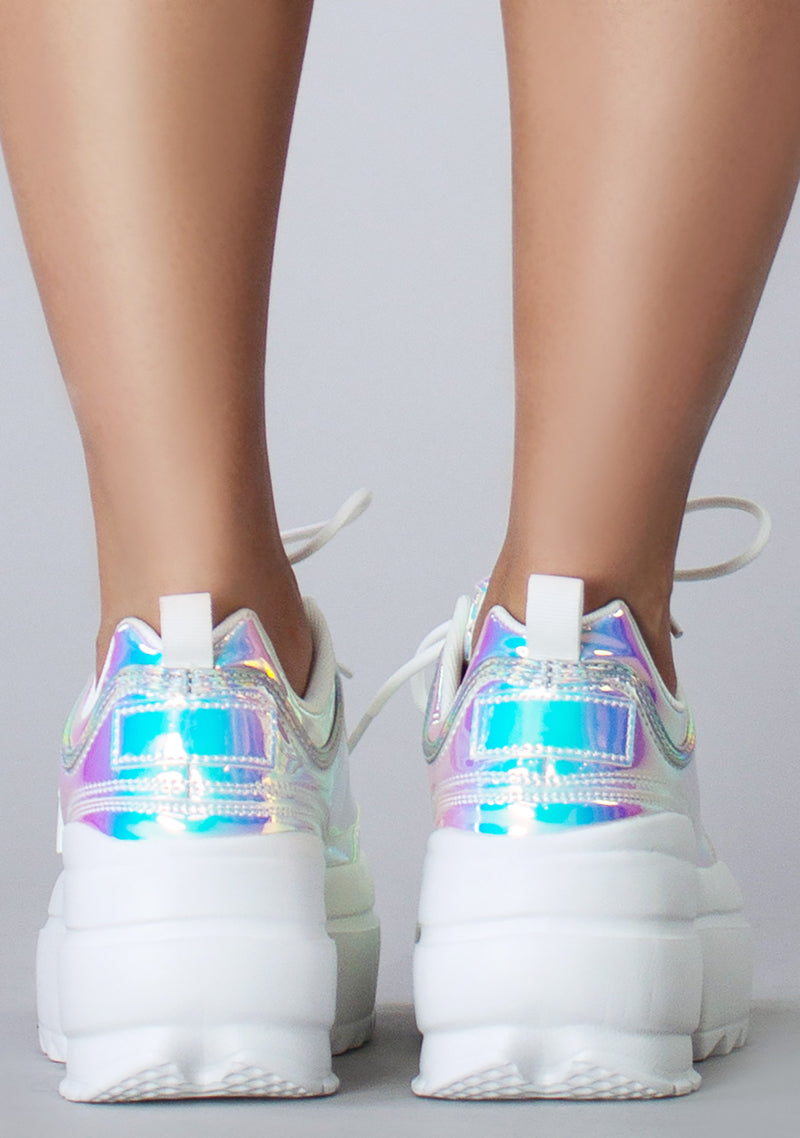 LILY 5005 Cosmic Trance Holographic Platform Sneakers