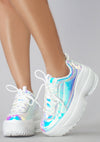 LILY 5005 Cosmic Trance Holographic Platform Sneakers