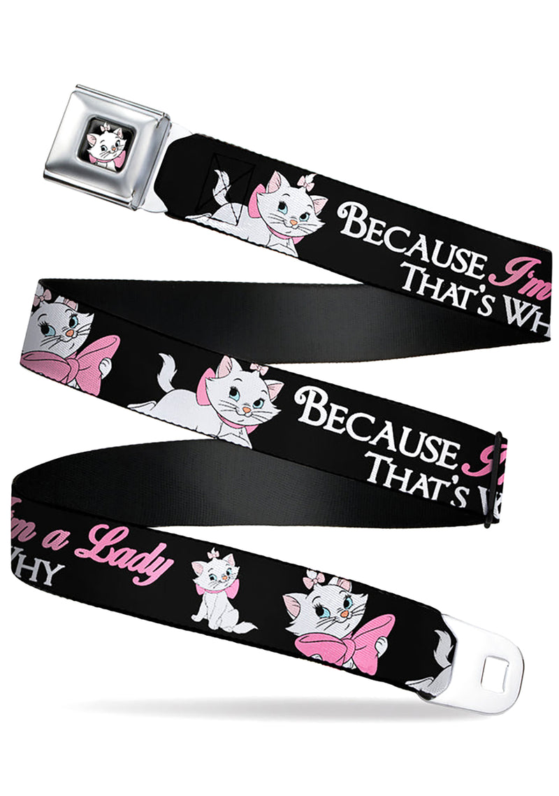 Disney Aristocats Marie Face Full Color Black Seatbelt Belt