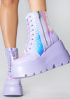 X LASR Exclusive RADIO Fairy Kiss Lavender Platform Boots