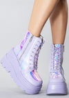 X LASR Exclusive RADIO Fairy Kiss Lavender Platform Boots