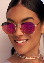 Roxbury Polarized Sunglasses in Gold Candy Pink Mirror