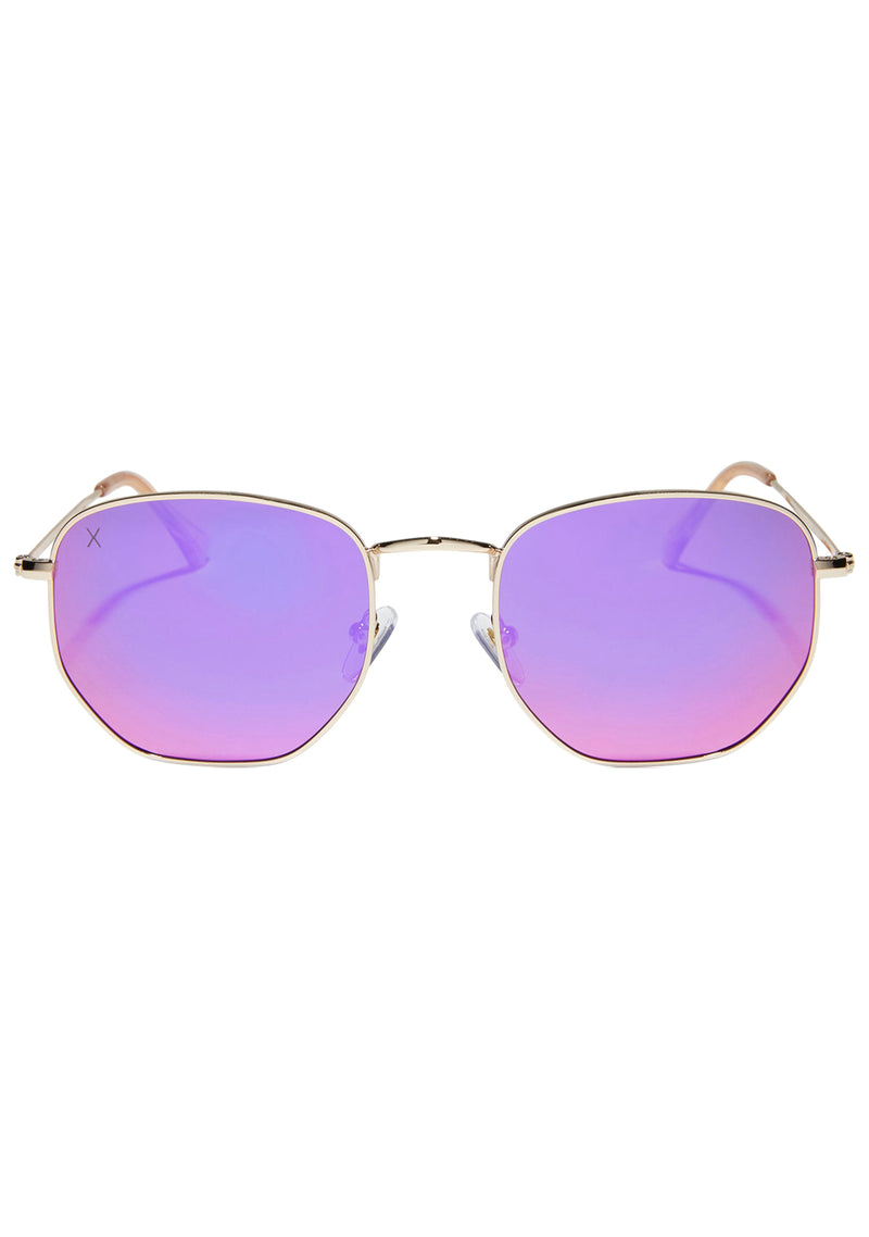 Roxbury Polarized Sunglasses in Gold Candy Pink Mirror