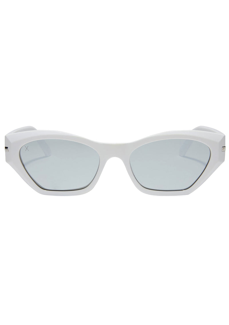 Sawtelle Polarized Sunglasses in Glossy White Silver Mirror