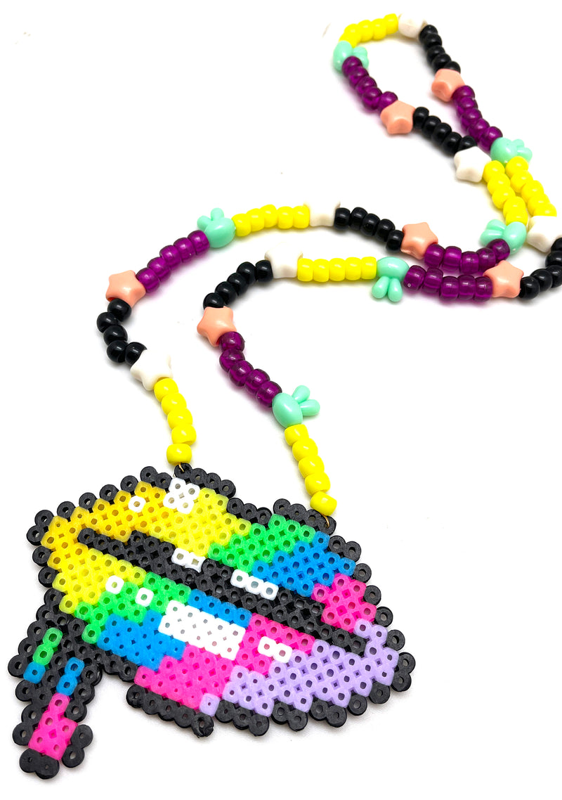 Disko Kiss Lips Rave Kandi Necklace