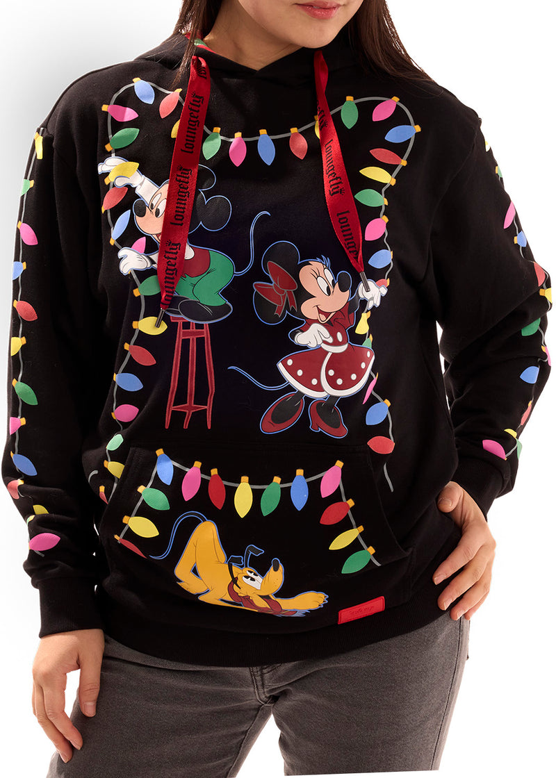 Disney Mickey & Friends Holiday String Lights Glow Unisex Hoodie