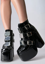 GOLFITO 03 Danger Zone Patent Black Platform Boots